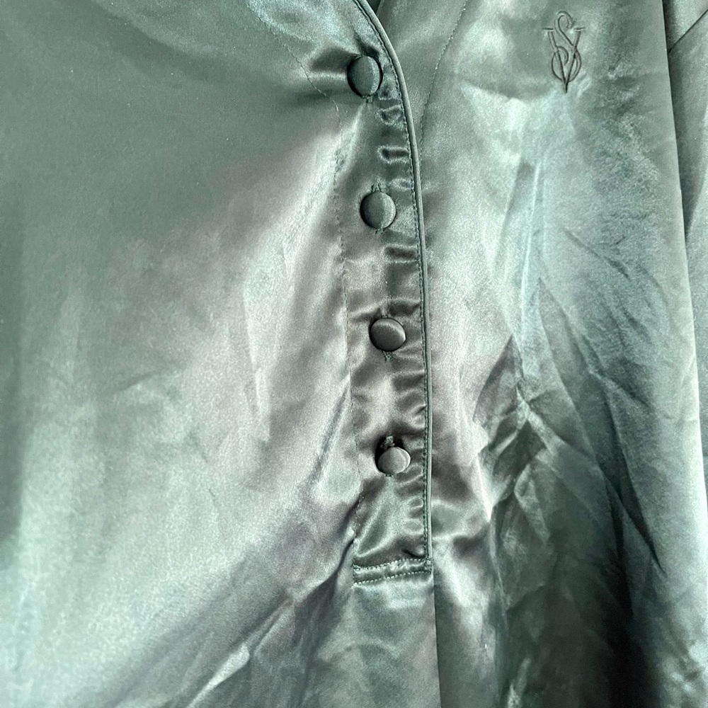 Victoria's Secret Vintage Gold Label Satin Sleep Nightshirt Green Size Medium - Picture 6 of 9